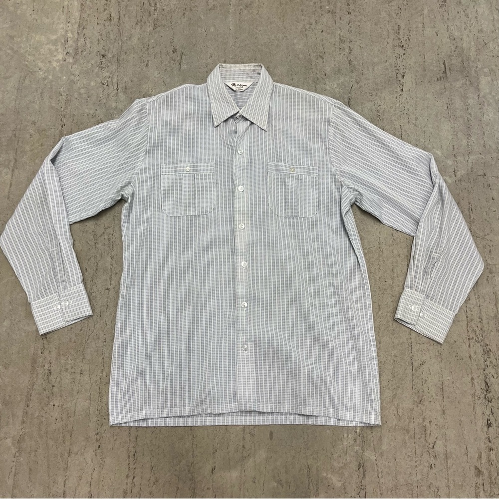 VINTAGE Mr California White Check Button Up Long Sleeve Shirt Men Size L.